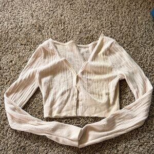 Ribbed Merino Wool Cropped cardigan